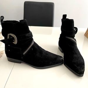 Allsaints women black suede booties